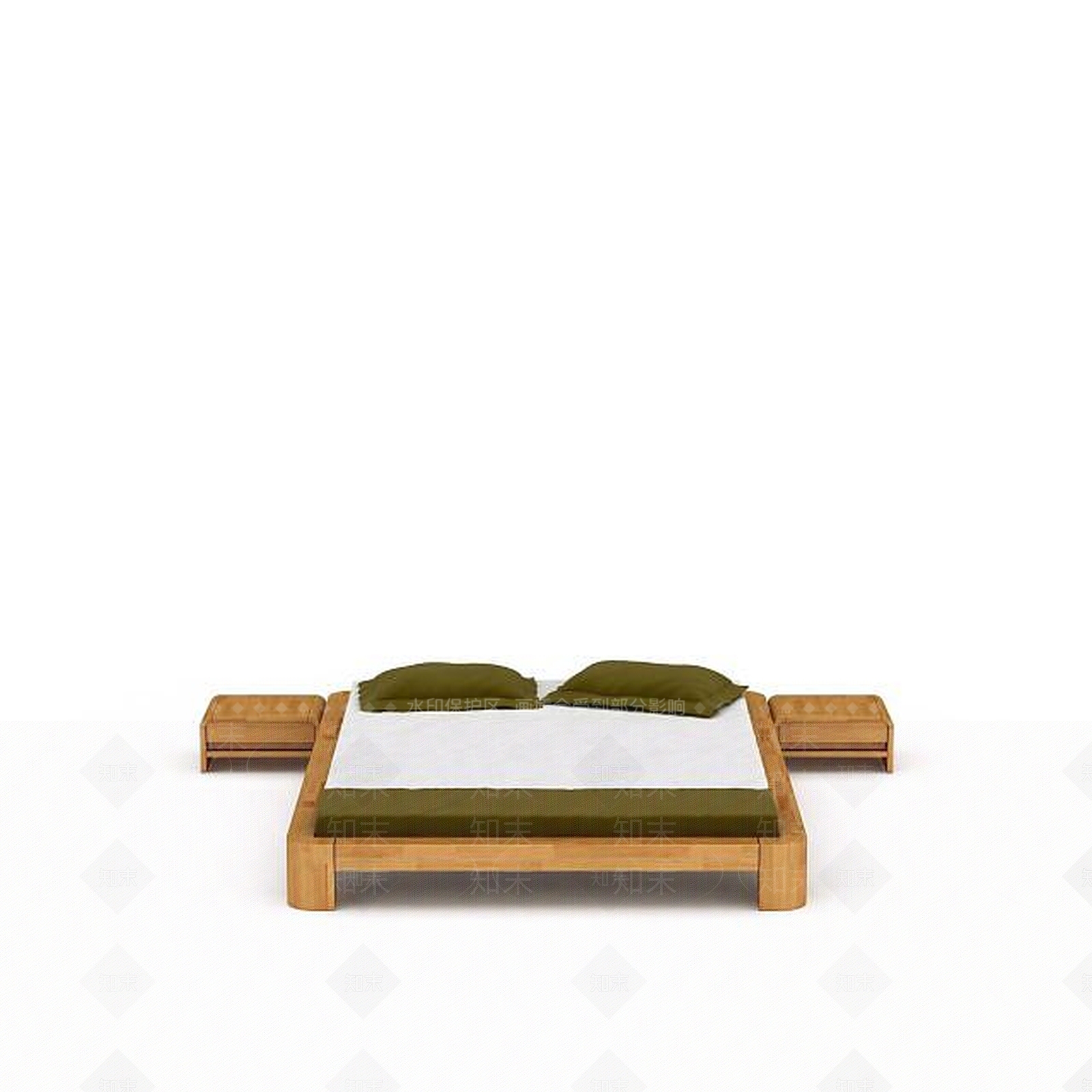 日式木制床3D模型下载【ID:1196335940】