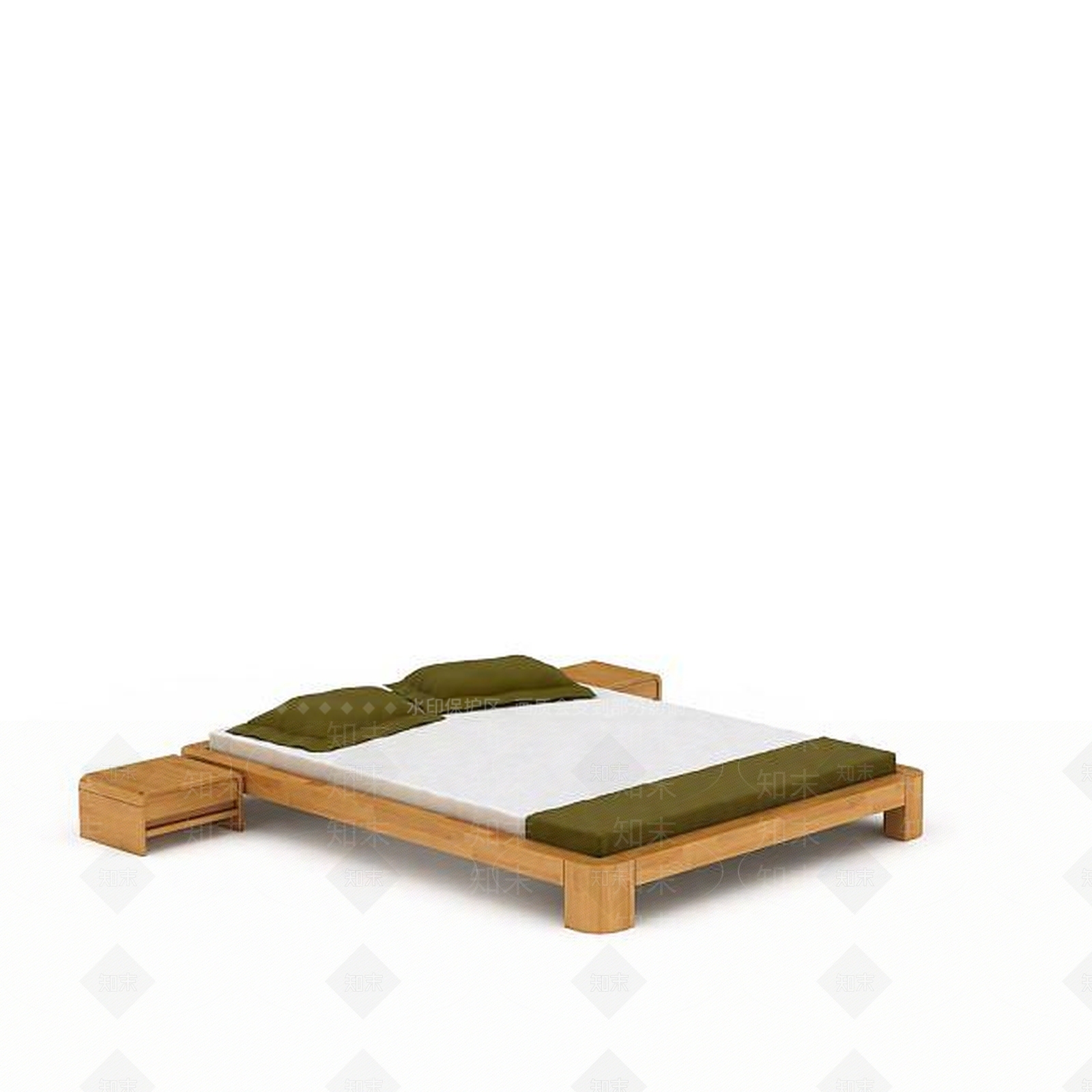 日式木制床3D模型下载【ID:1196335940】