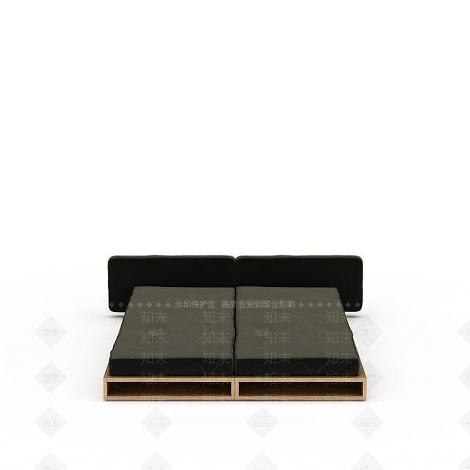 日式黑色日式地铺床3D模型下载【ID:1196336158】