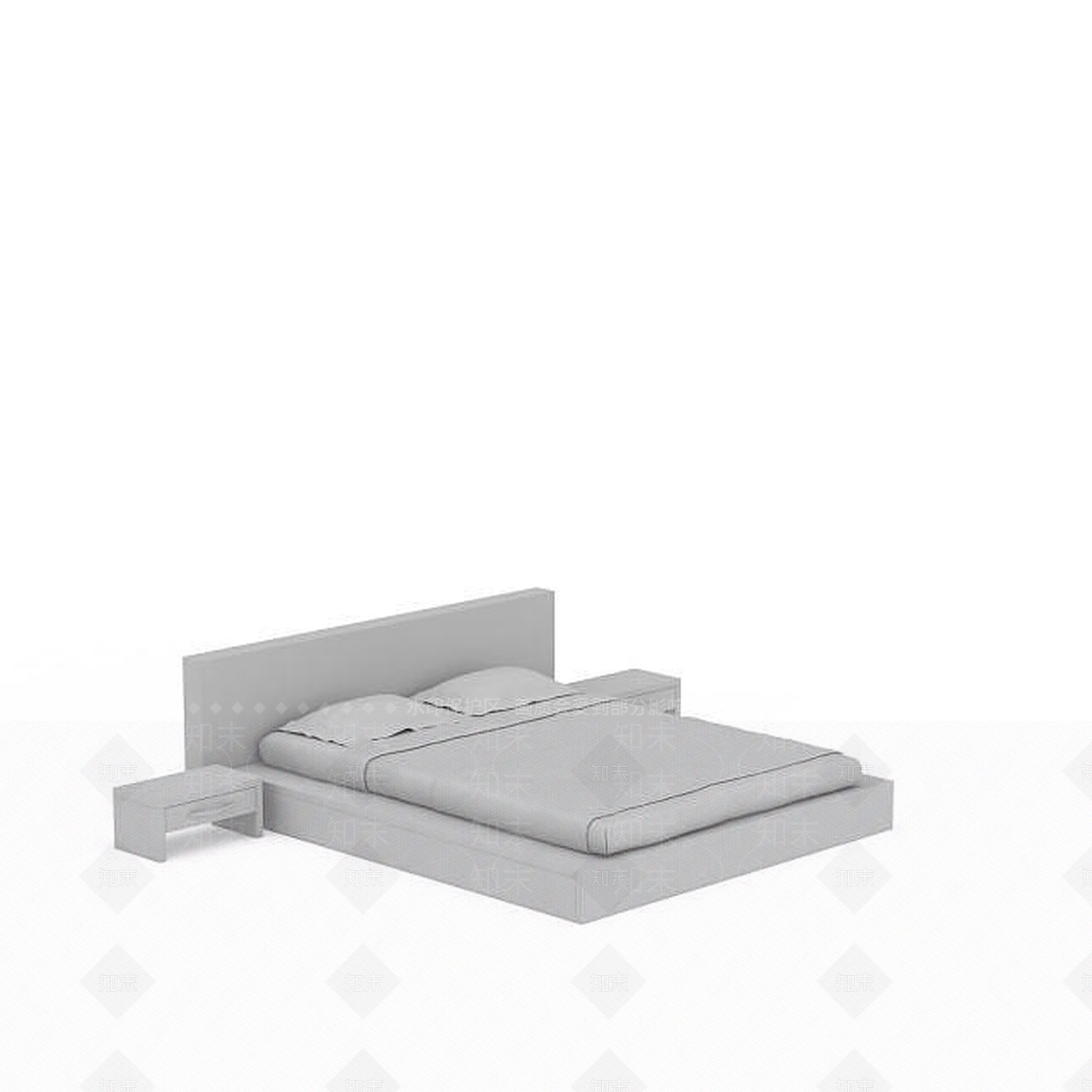 现代灰色地铺床3D模型下载【ID:1196336286】