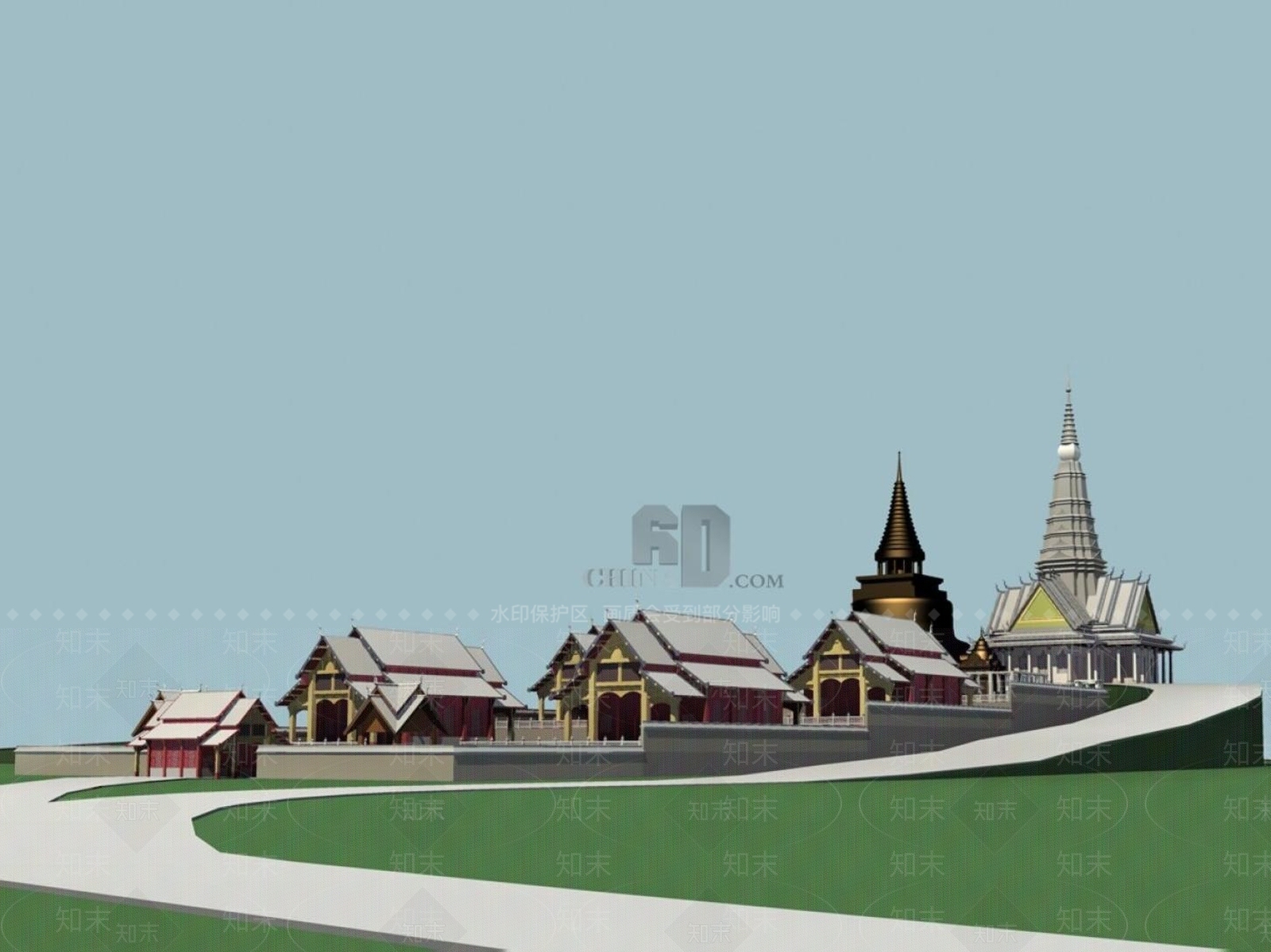 中式古建3D模型下载【ID:1196336319】