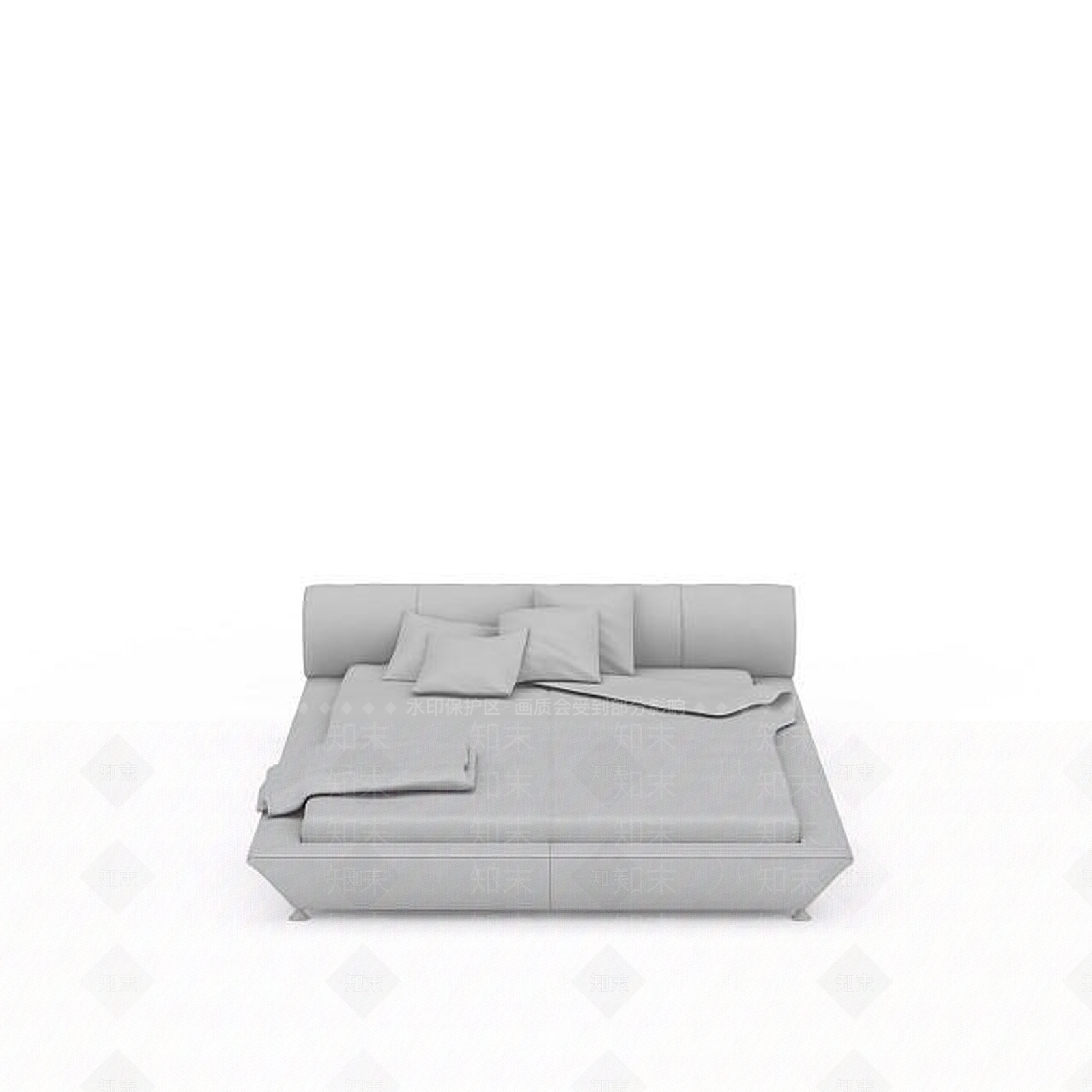 日式灰色日式软床3D模型下载【ID:1196336481】