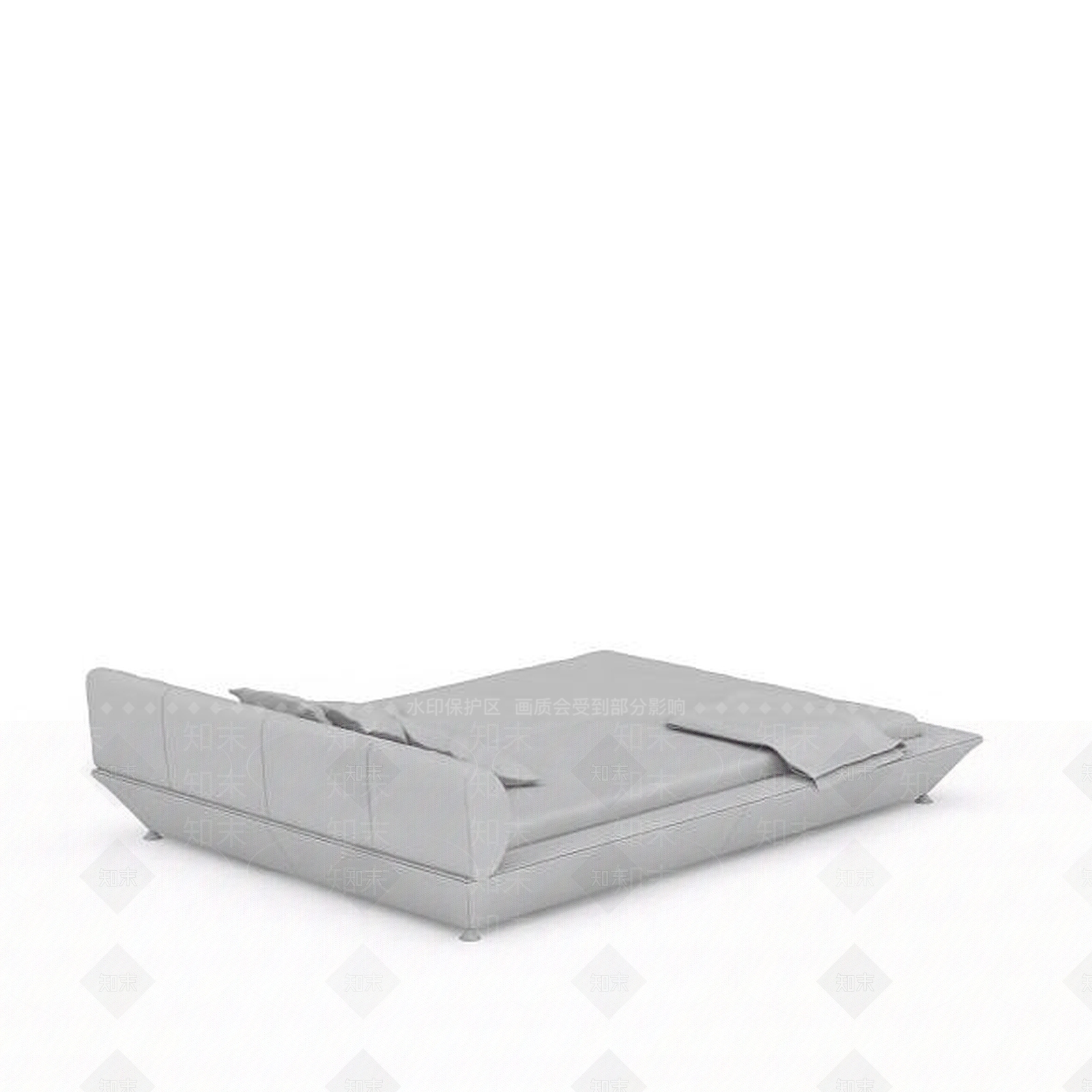 日式灰色日式软床3D模型下载【ID:1196336481】
