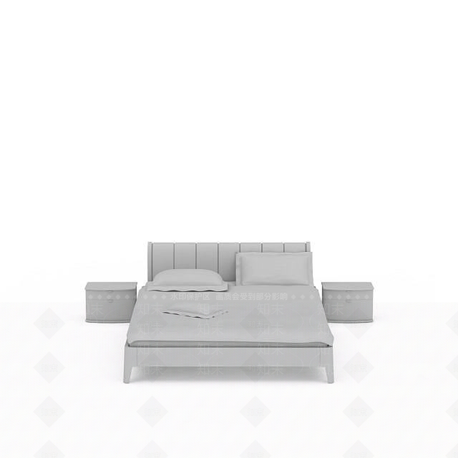 现代灰色现代床3D模型下载【ID:1196336591】