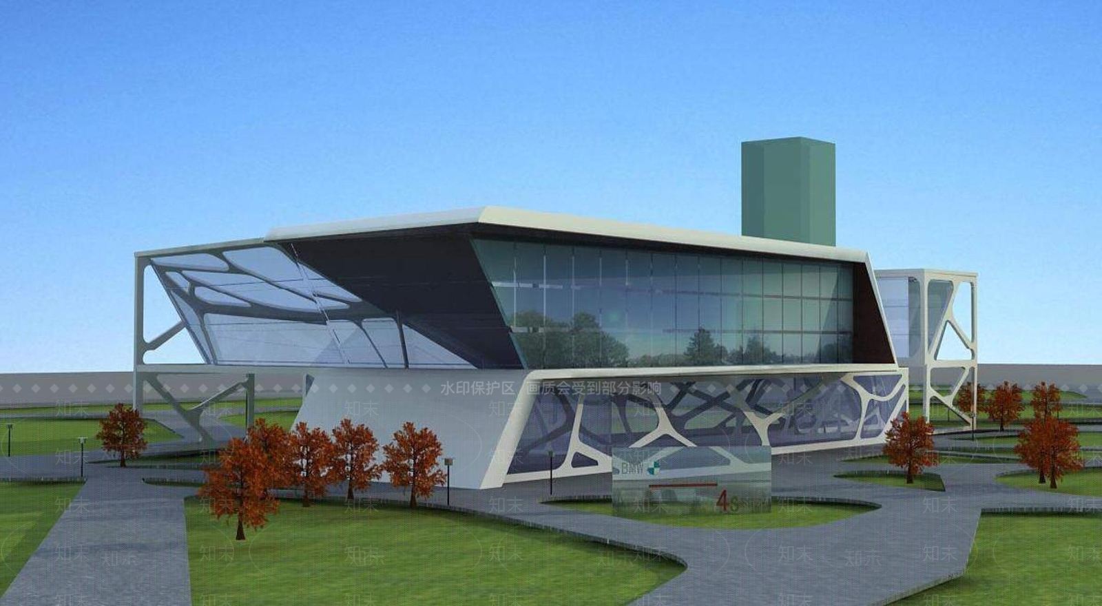 现代车站外观3D模型下载【ID:1196337177】