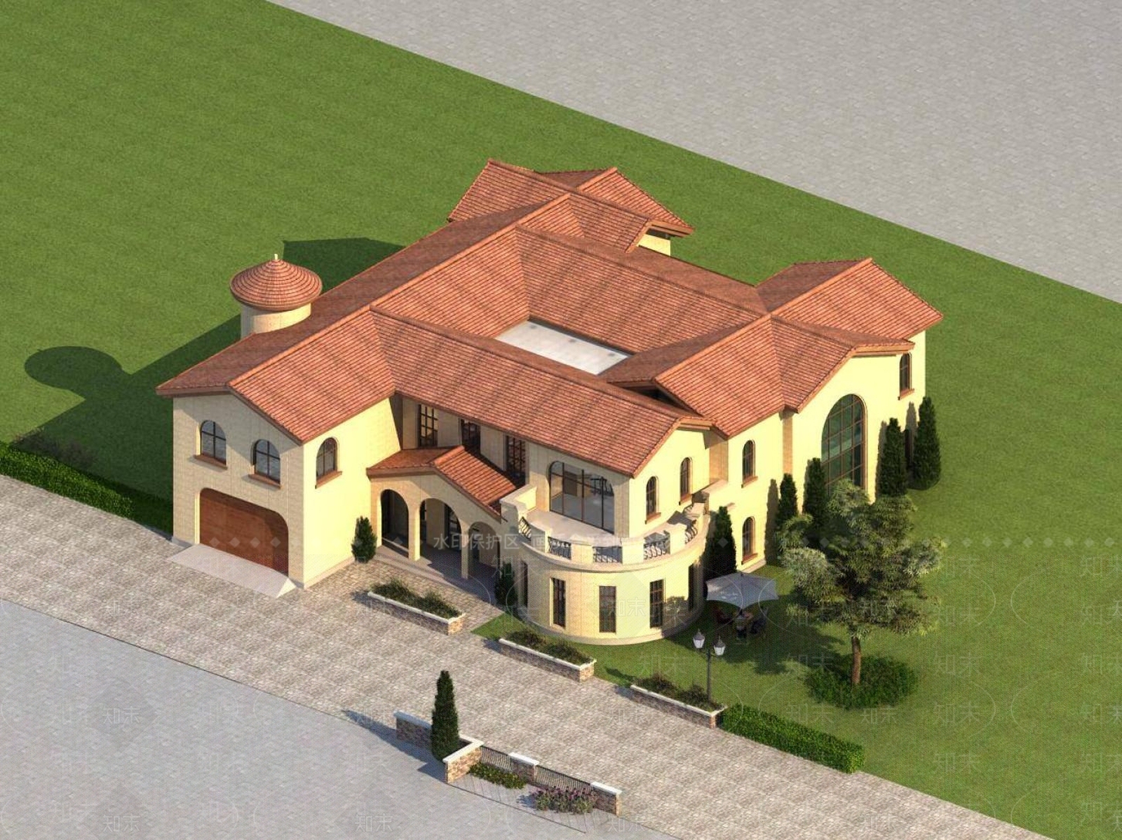 欧式别墅外观3D模型下载【ID:1196337608】