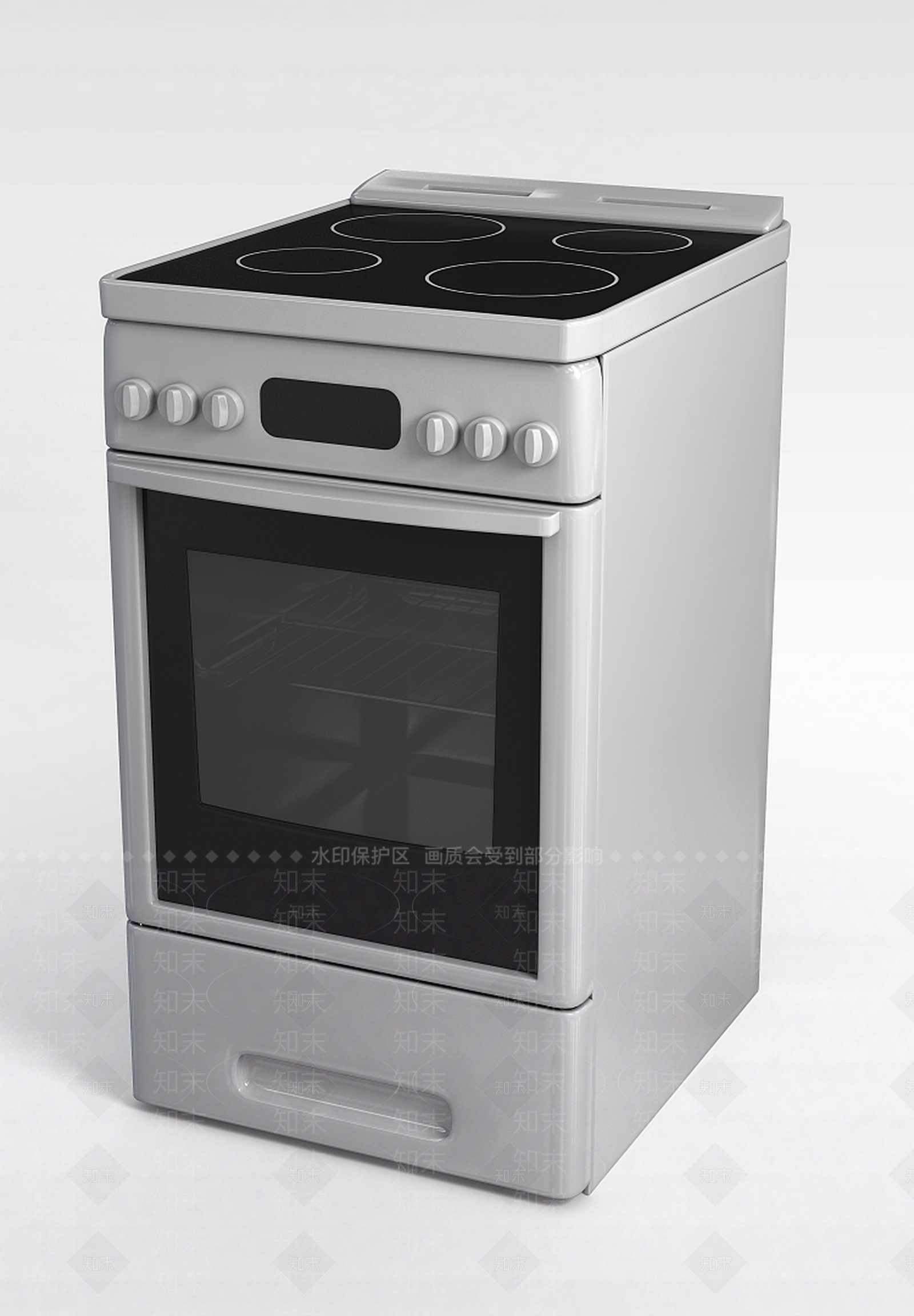 现代烤箱3D模型渲染效果图