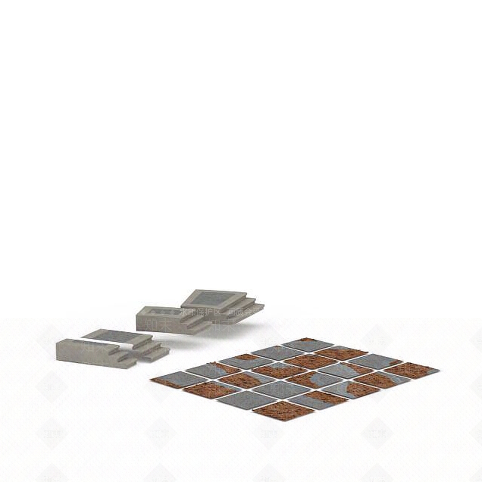 现代道路砖块3D模型下载【ID:1196340199】