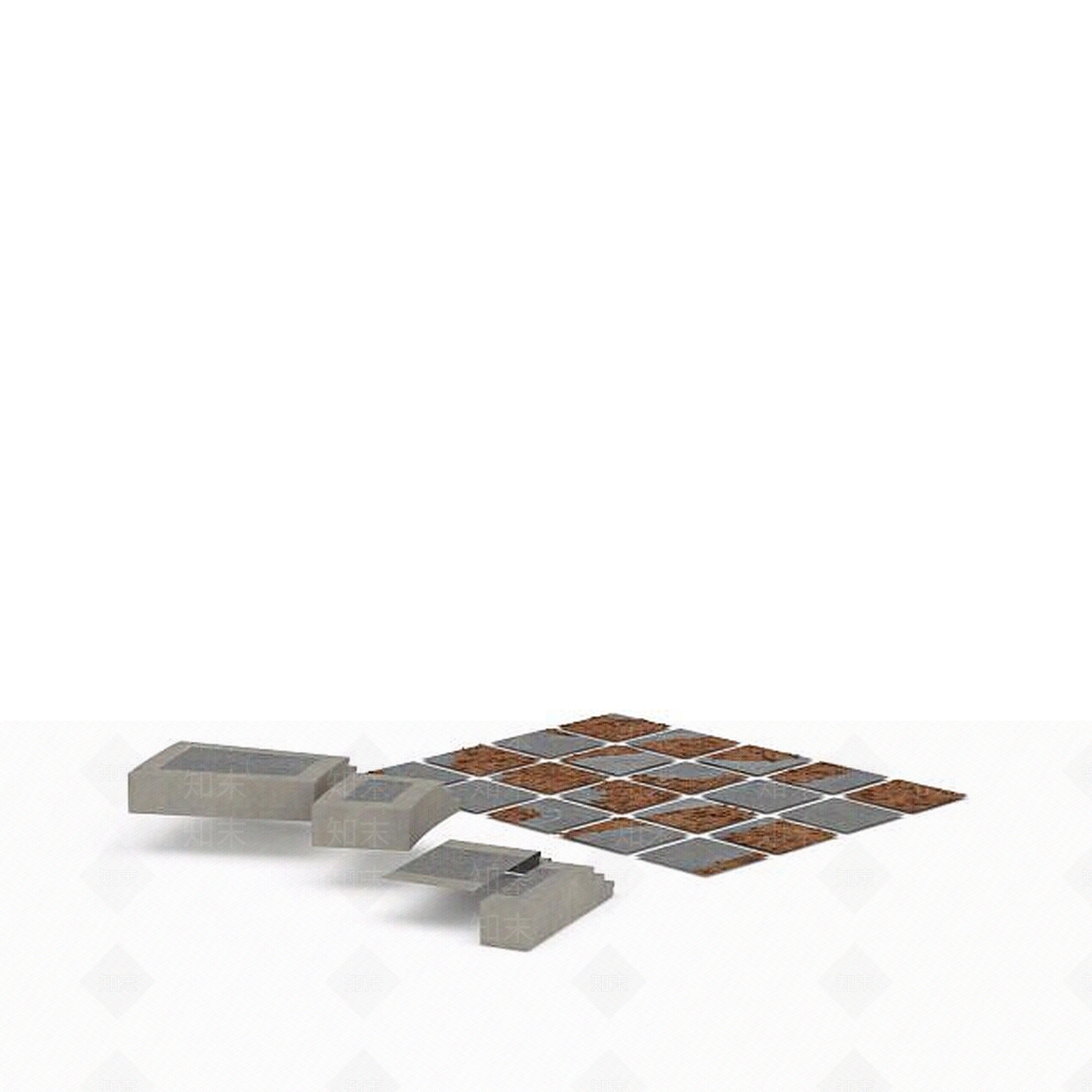 现代道路砖块3D模型下载【ID:1196340199】