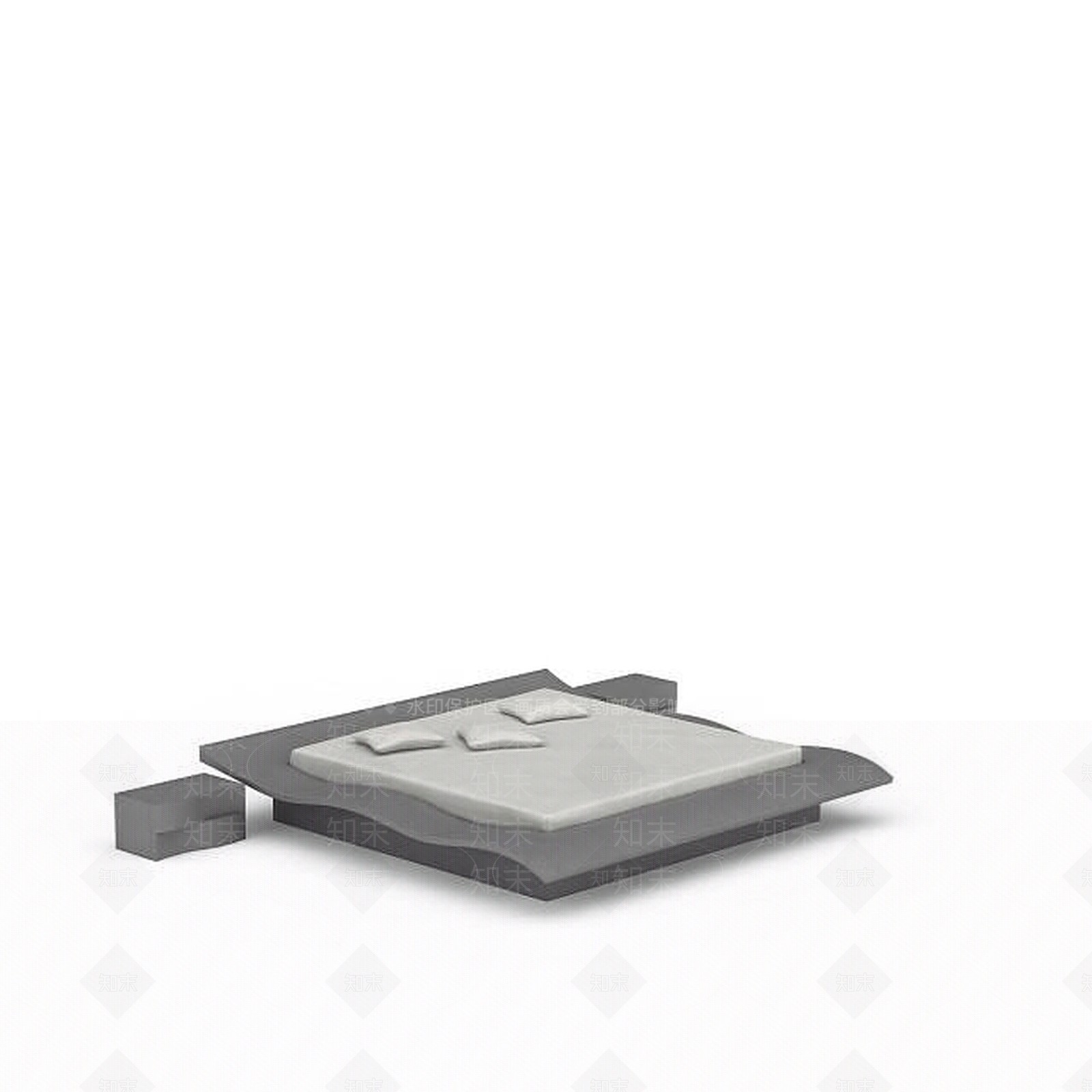 现代灰色创意床3D模型下载【ID:1196340206】