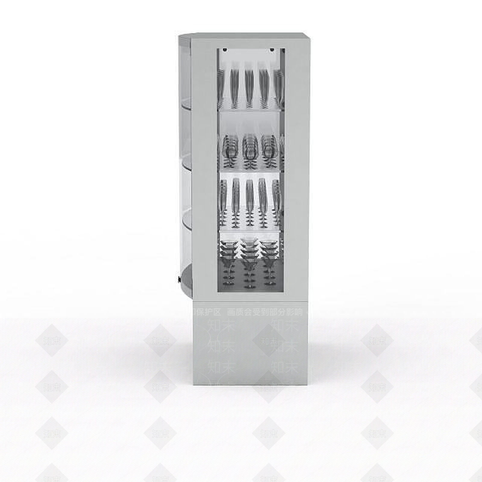 现代餐具玻璃展柜3D模型下载【ID:1196340485】