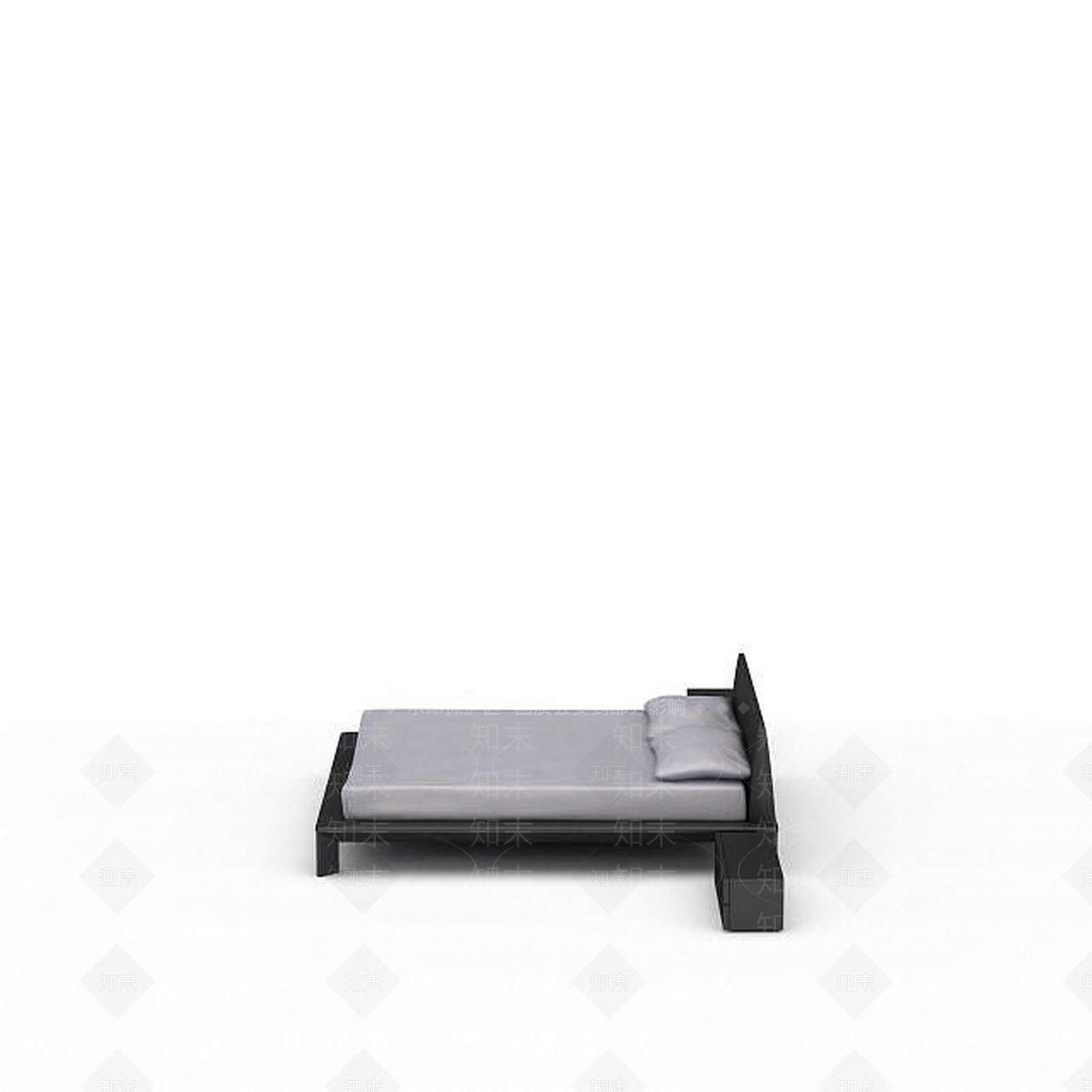 现代灰色床3D模型下载【ID:1196340629】