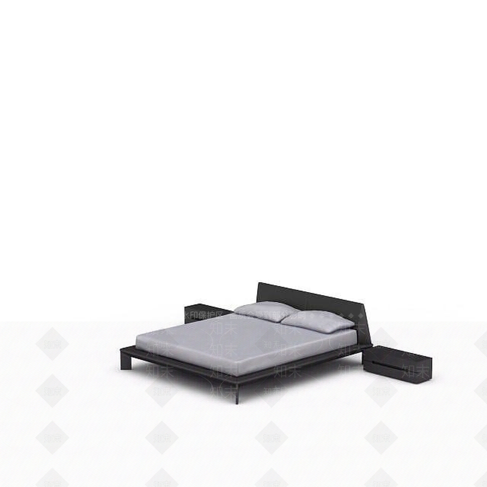现代灰色床3D模型下载【ID:1196340629】