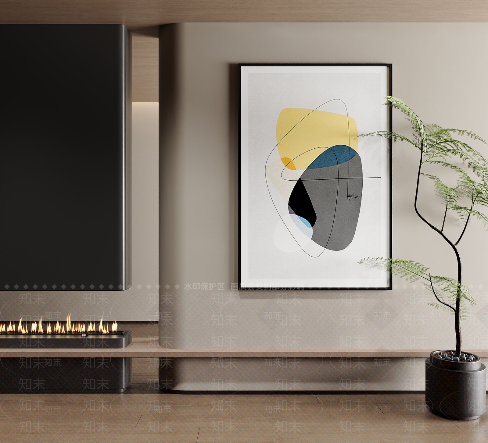 北欧原木挂画3D模型下载【ID:1196343787】