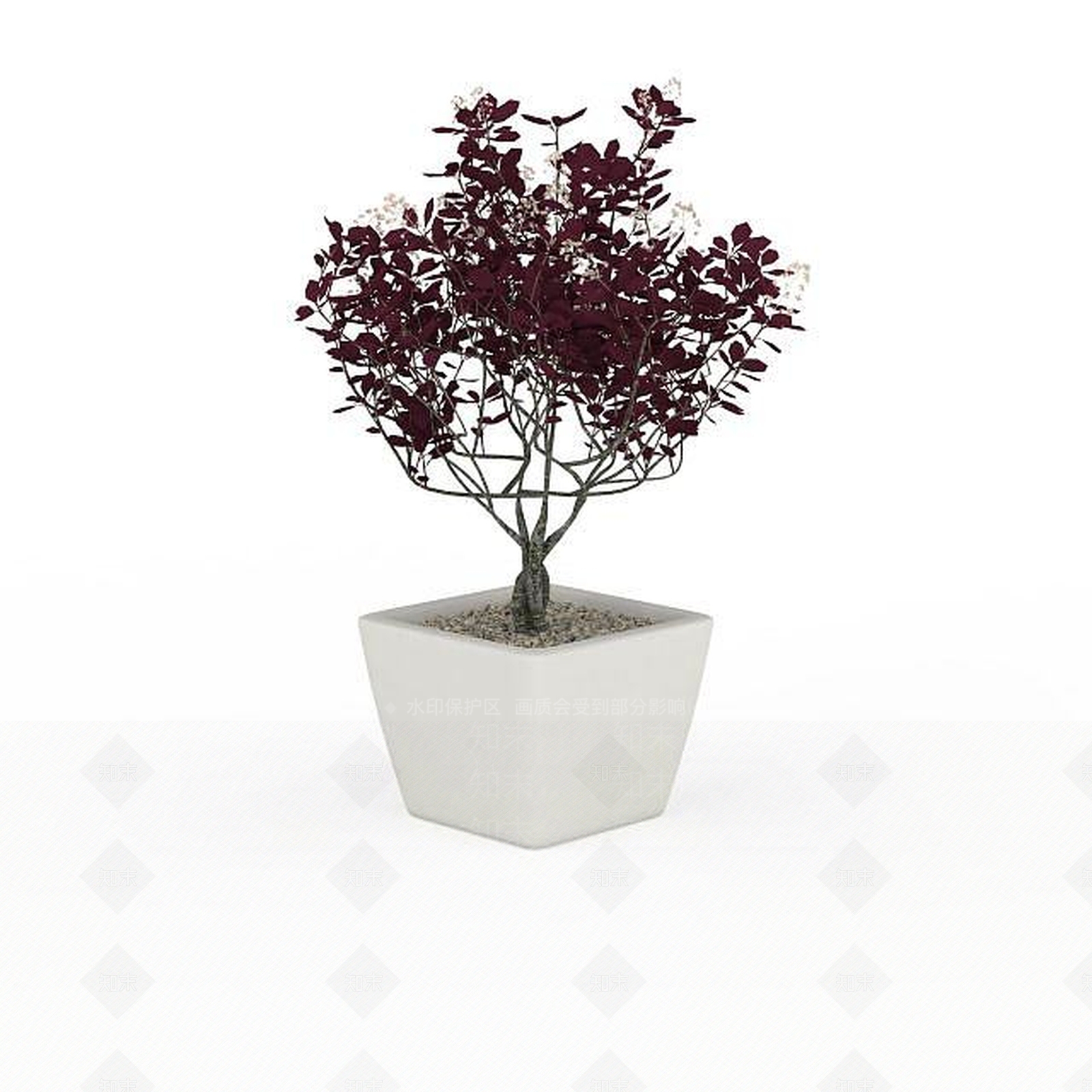 现代红色植物盆栽3D模型下载【ID:1196344254】