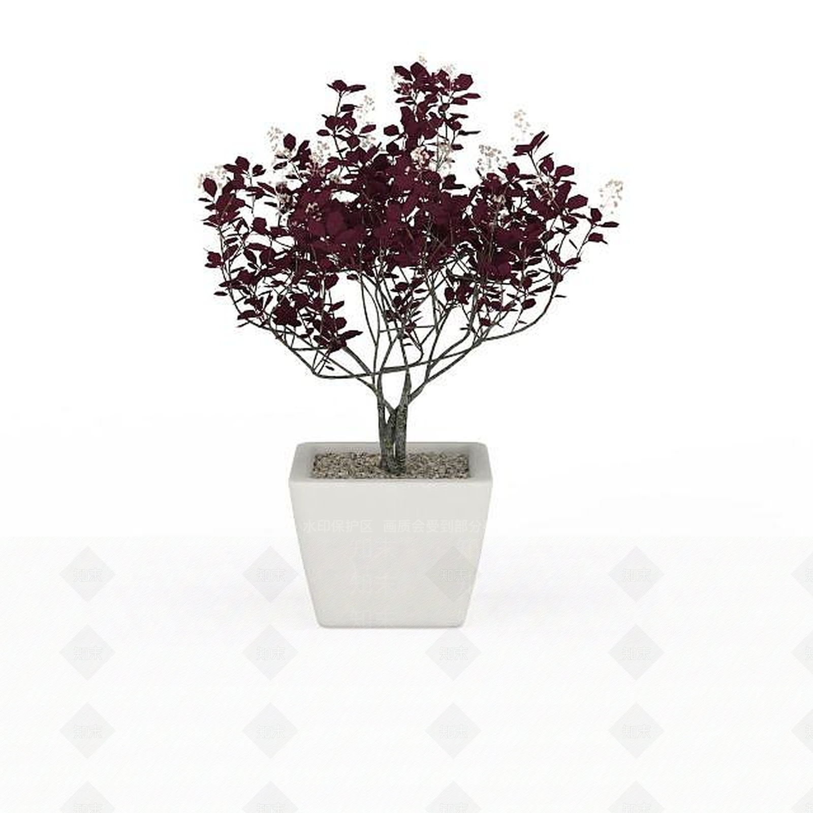 现代红色植物盆栽3D模型下载【ID:1196344254】