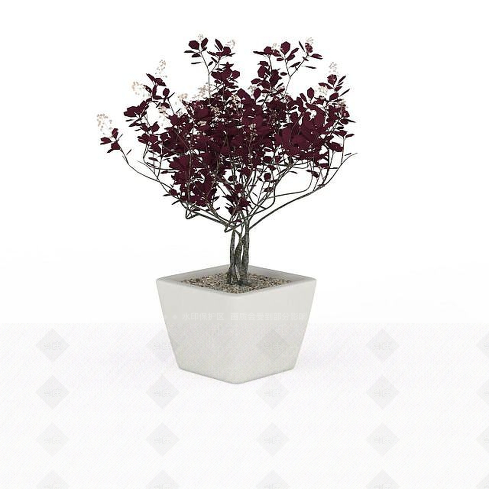 现代红色植物盆栽3D模型下载【ID:1196344254】