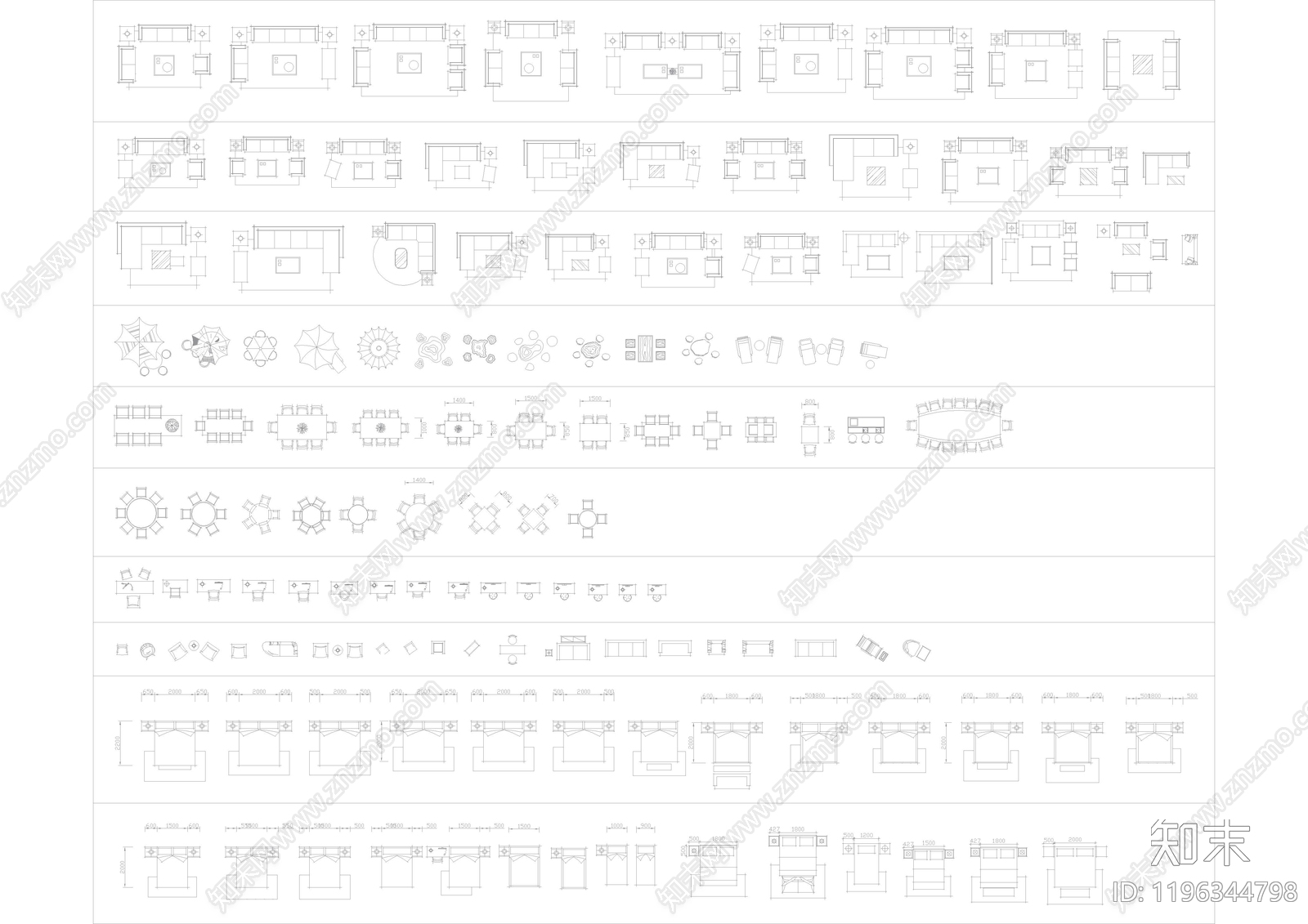 现代家具图库施工图下载【ID:1196344798】