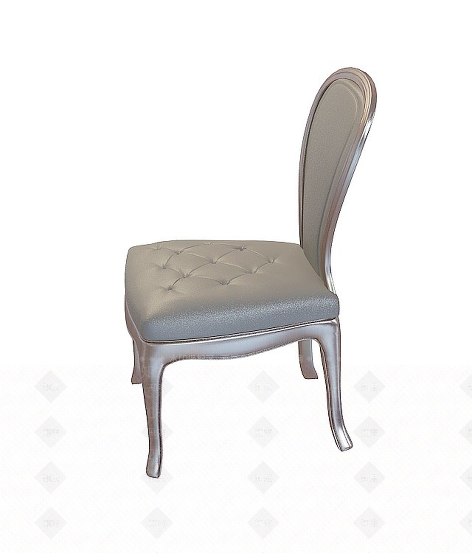 现代黑皮拉扣靠背椅3D模型下载【ID:1196344924】