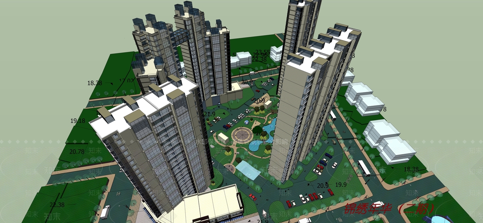 现代高层住宅SU模型下载【ID:1196346416】