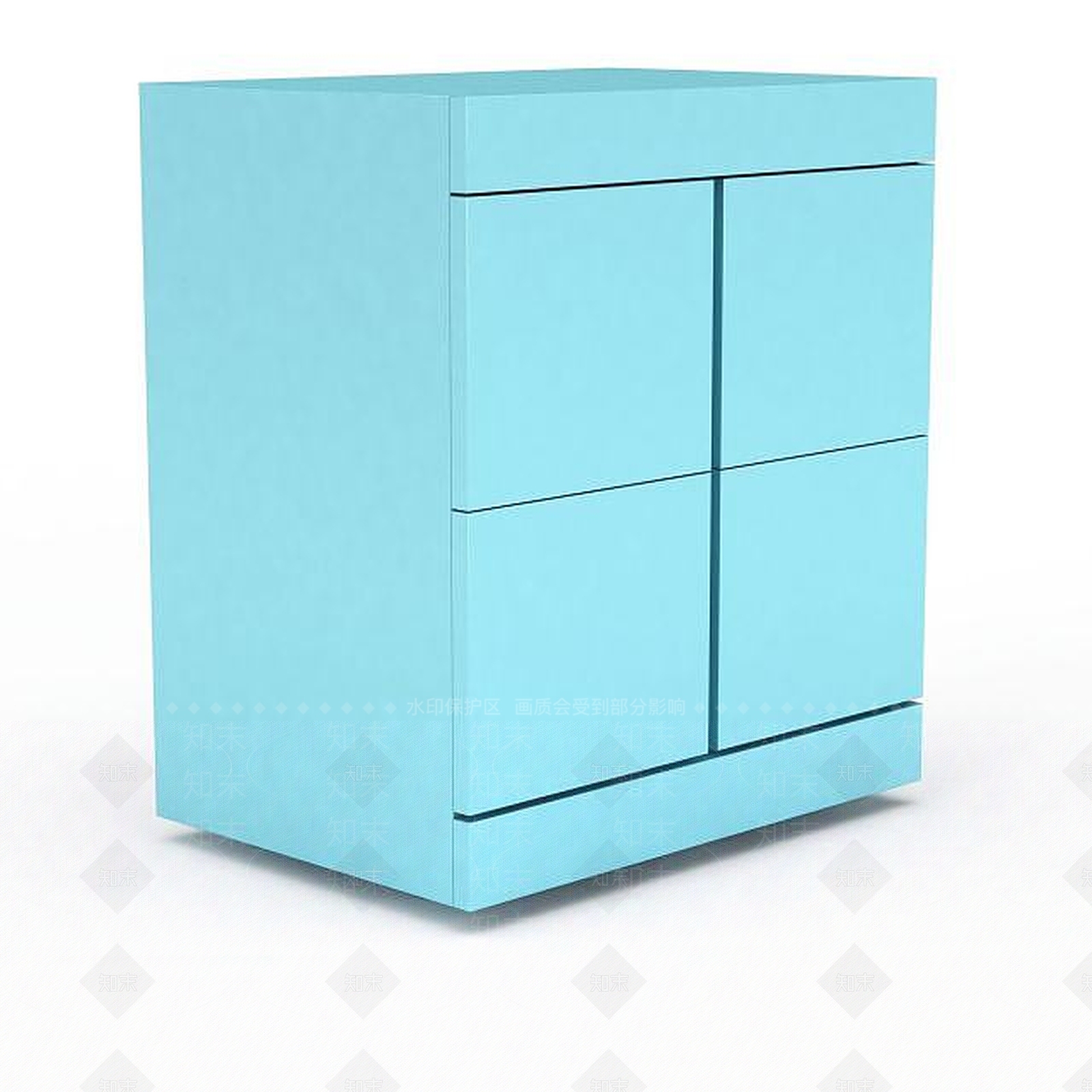 现代湖蓝色柜子3D模型下载【ID:1196347240】