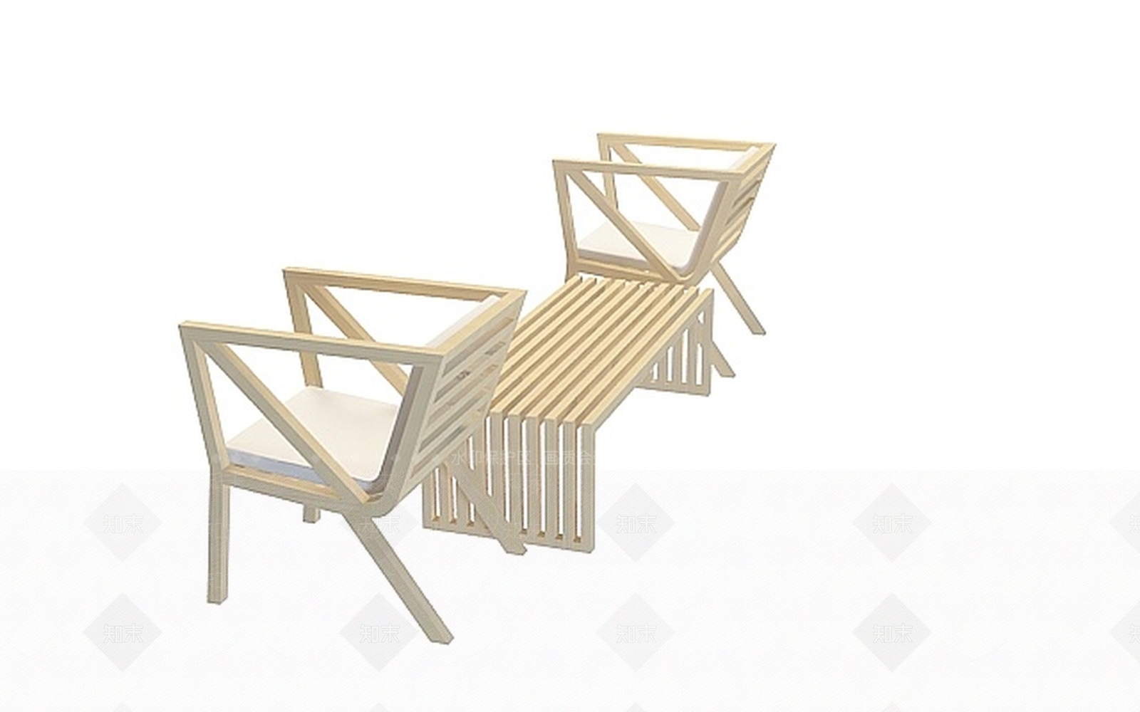 现代一组实木椅3D模型下载【ID:1196347901】