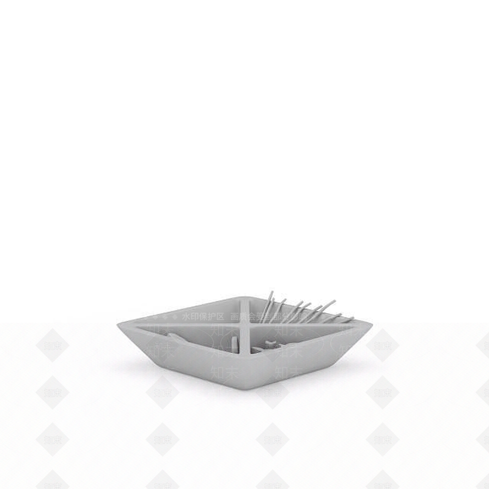 现代方形陶瓷盘子3D模型下载【ID:1196348372】