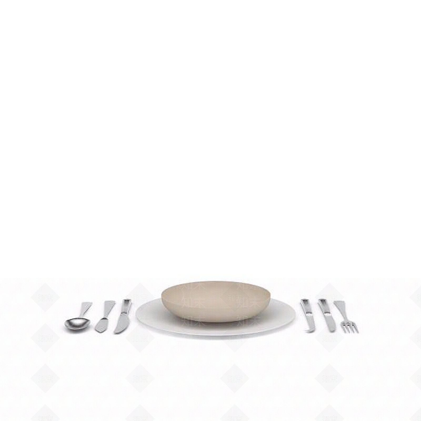 现代西餐餐具组合3D模型下载【ID:1196353358】