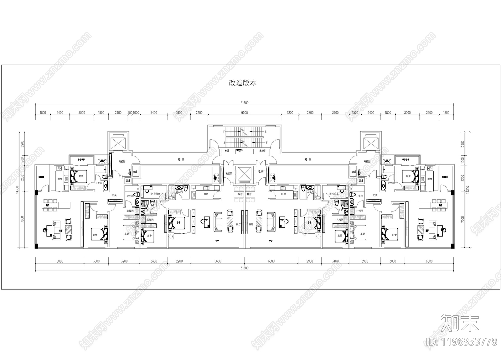 现代住宅楼建筑施工图下载【ID:1196353778】