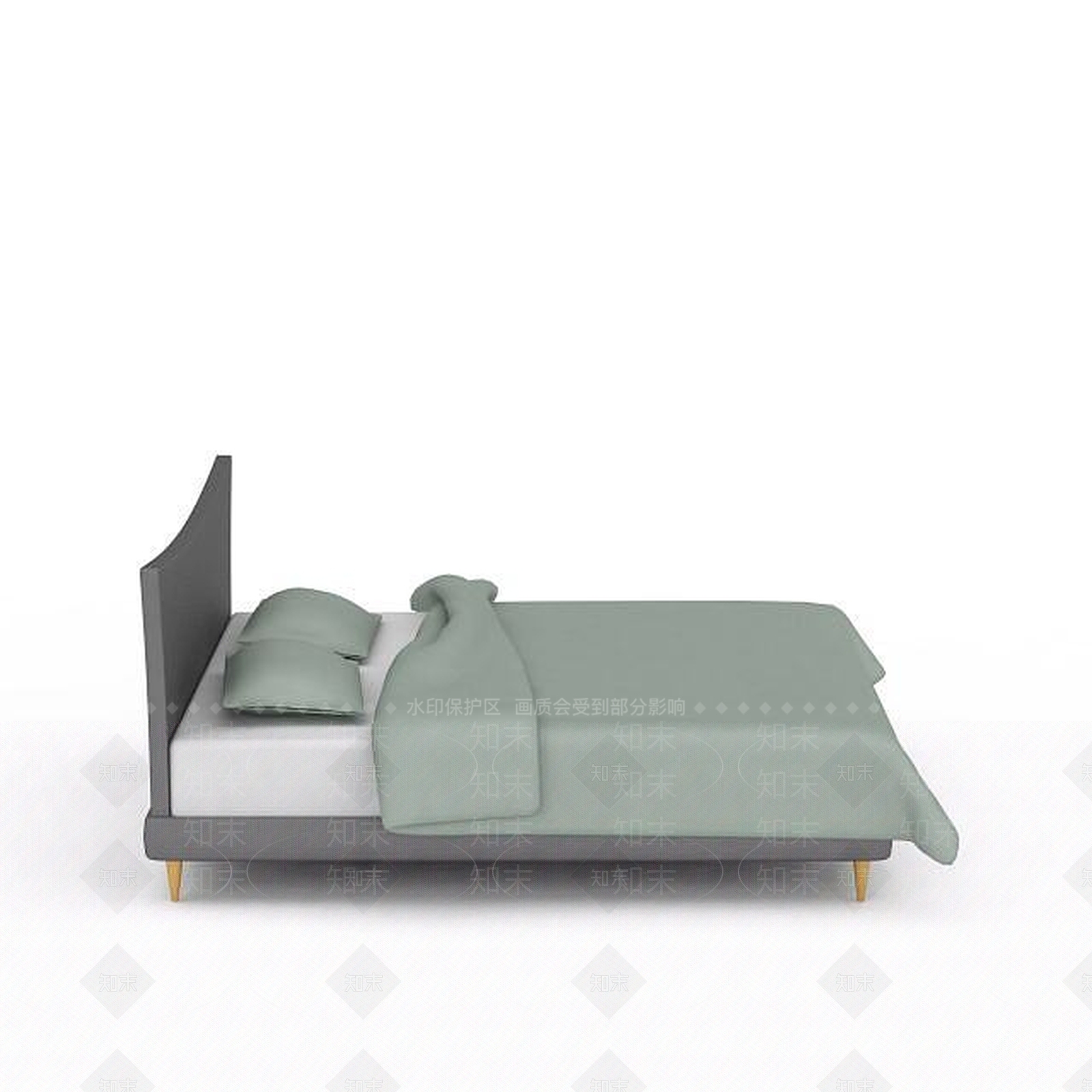 现代灰色床3D模型下载【ID:1196354346】