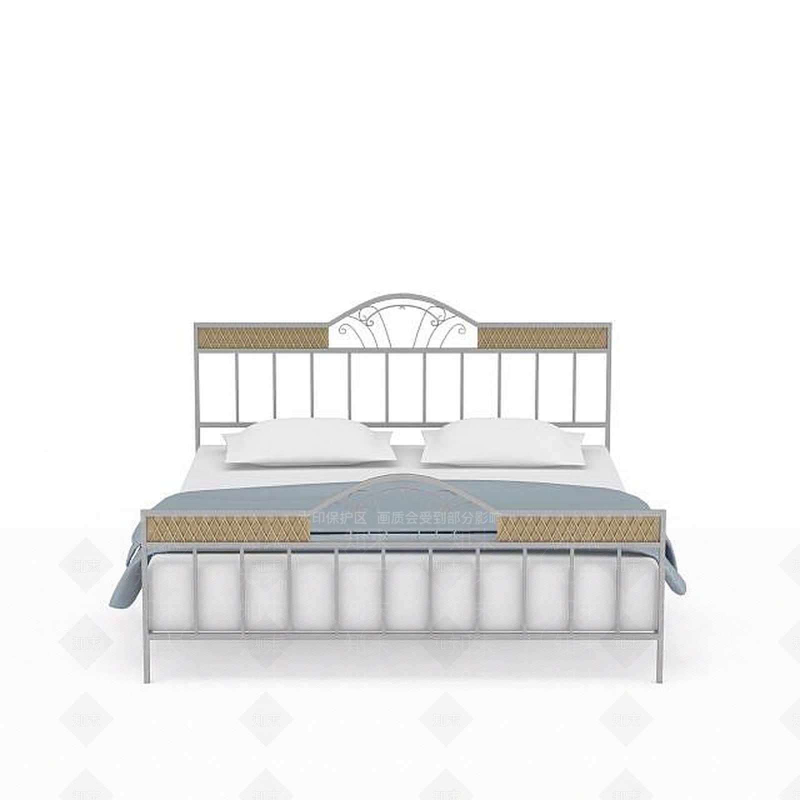 现代简约铁艺床3D模型下载【ID:1196354491】