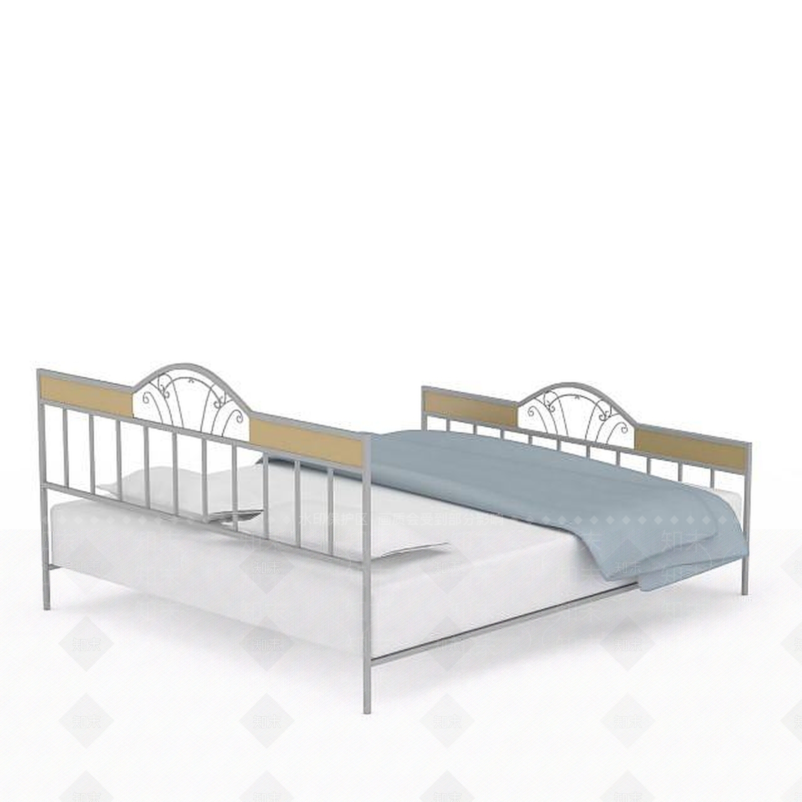 现代简约铁艺床3D模型下载【ID:1196354491】