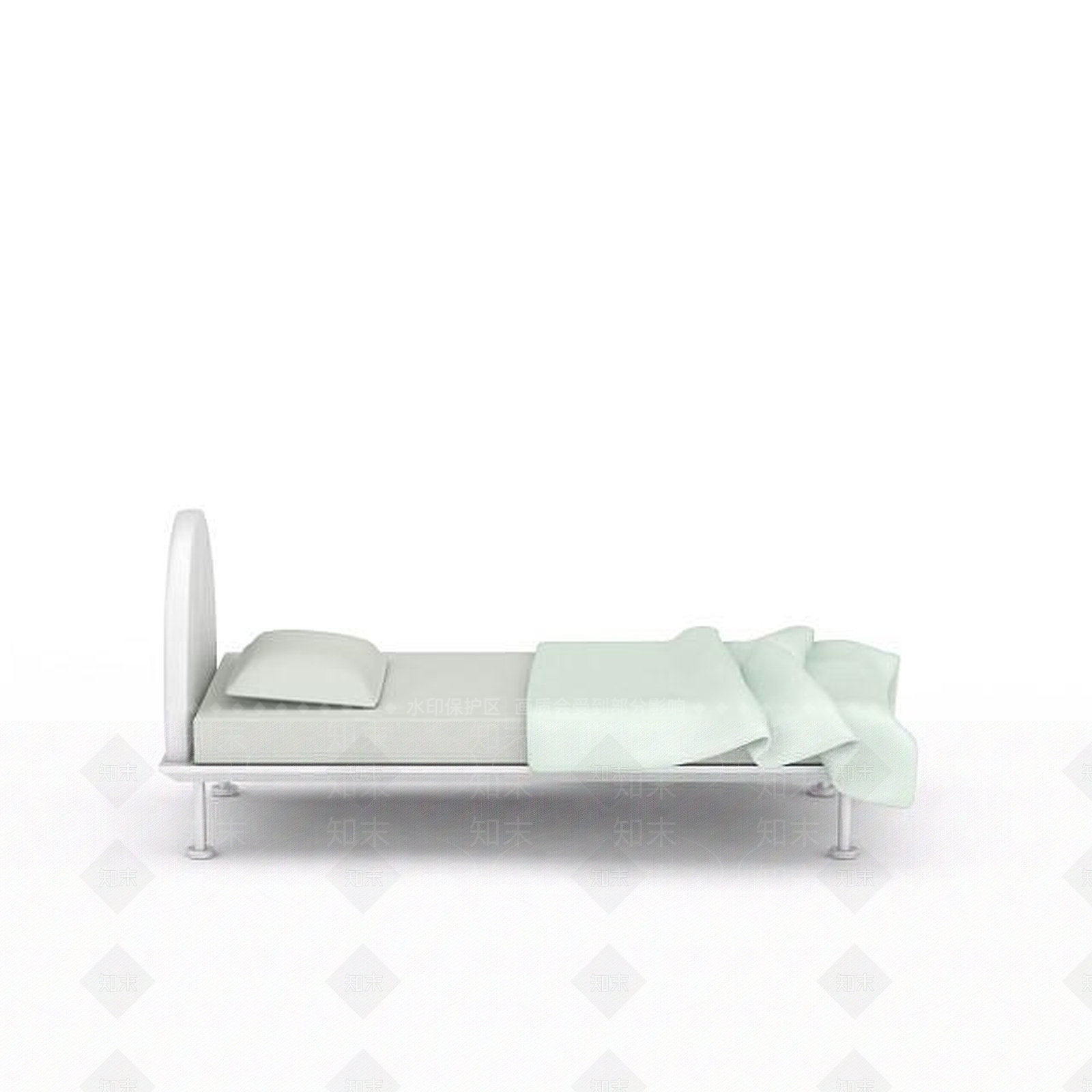 现代白色皮质床3D模型下载【ID:1196354731】