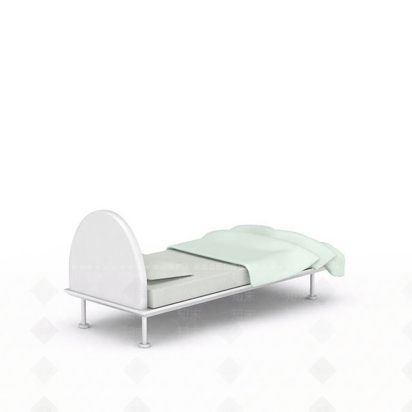 现代白色皮质床3D模型下载【ID:1196354731】