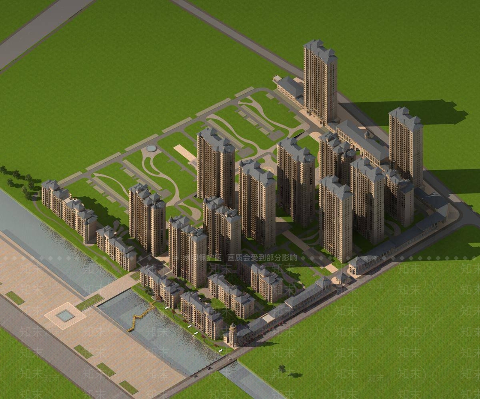 欧式小高层住宅楼3D模型下载【ID:1196357488】