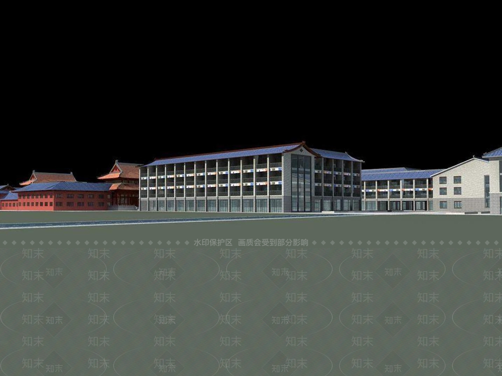 中式厂房3D模型下载【ID:1196357523】