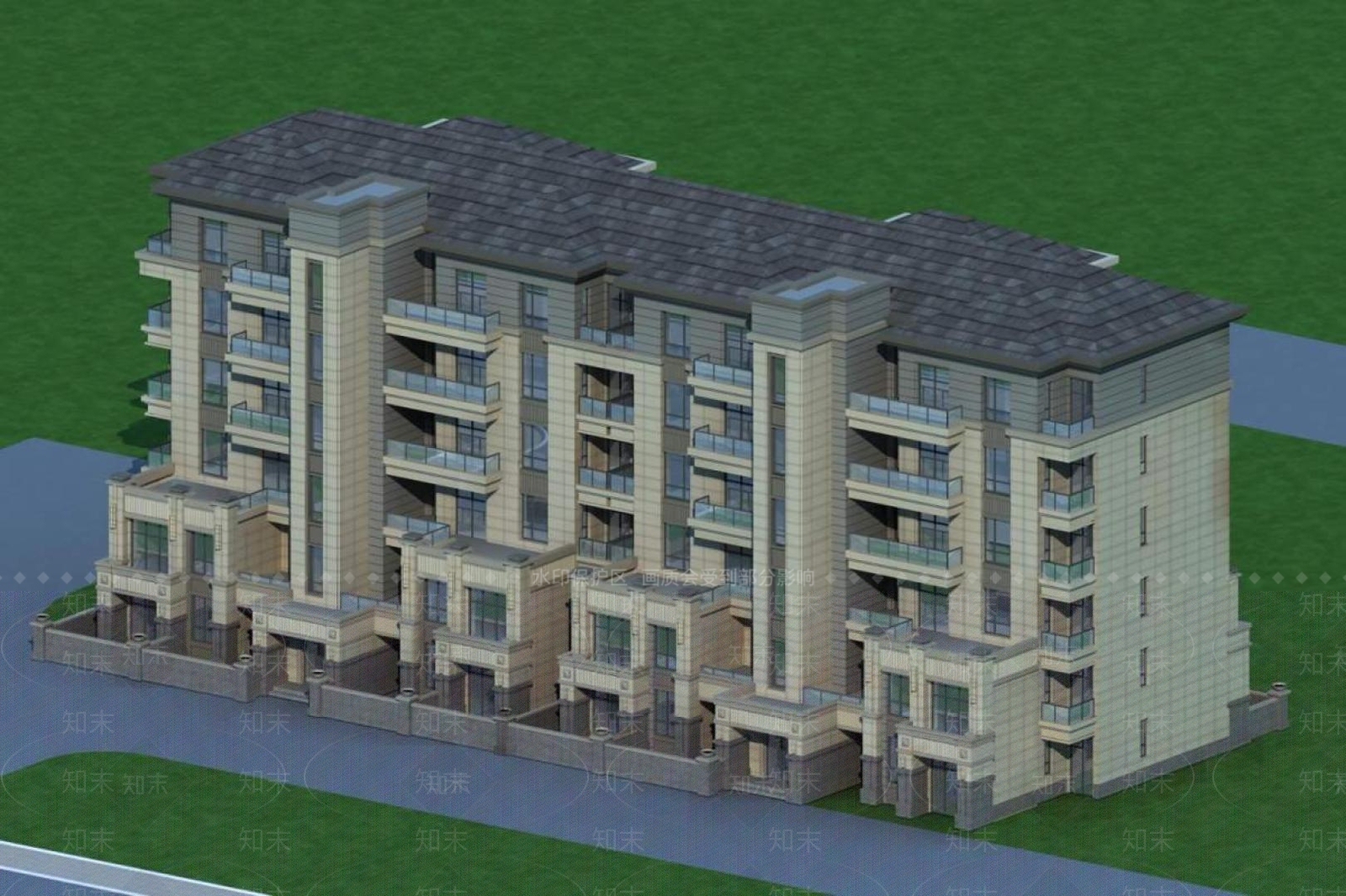 欧式多层住宅楼3D模型下载【ID:1196358031】