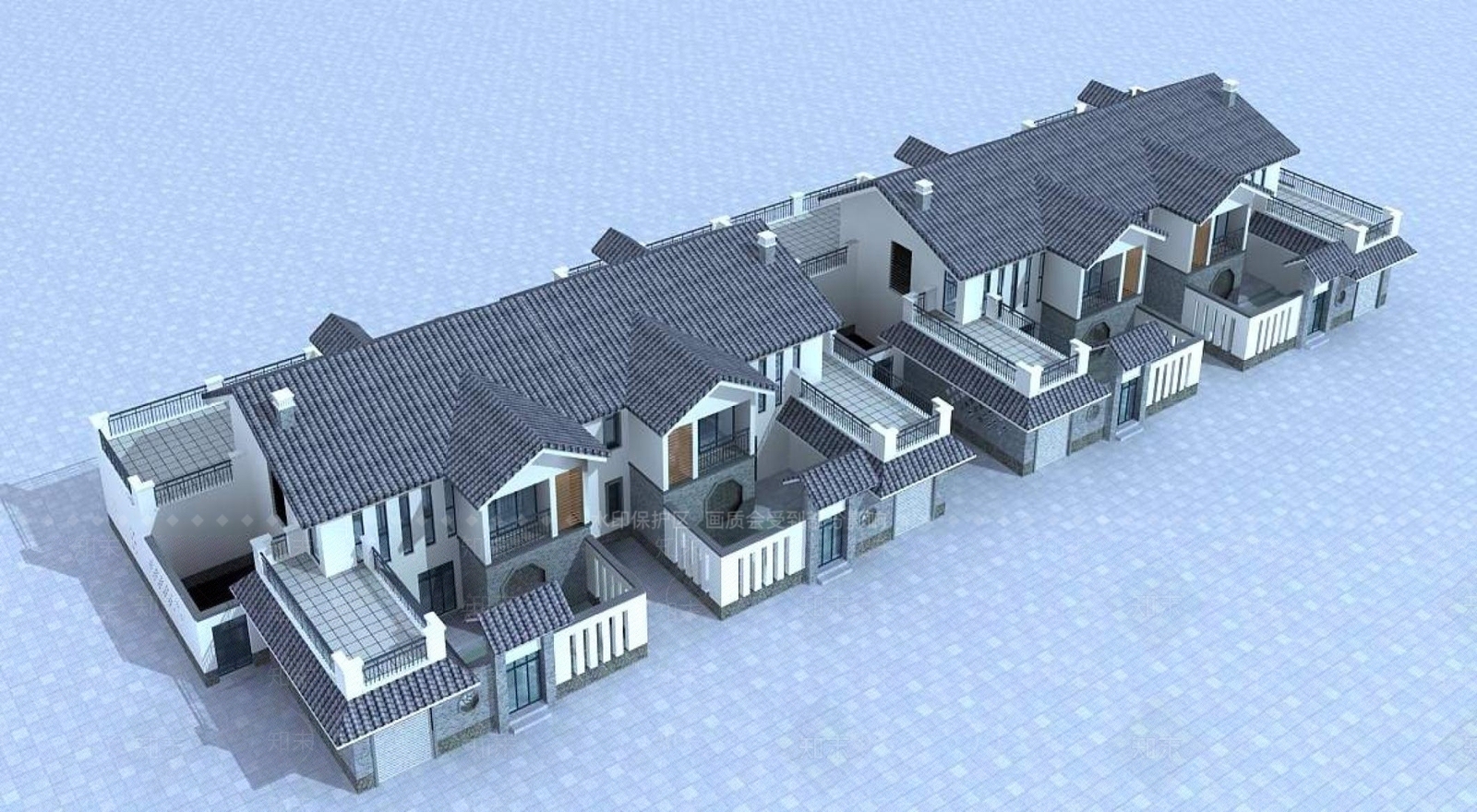新中式别墅外观3D模型下载【ID:1196358016】