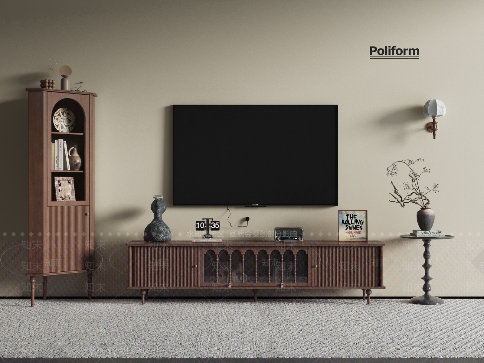 复古电视柜SU模型下载【ID:1196359323】