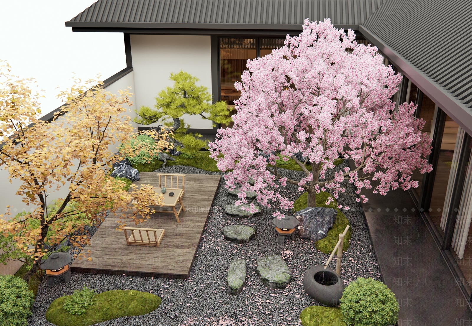 新中式庭院3D模型下载【ID:1196361070】