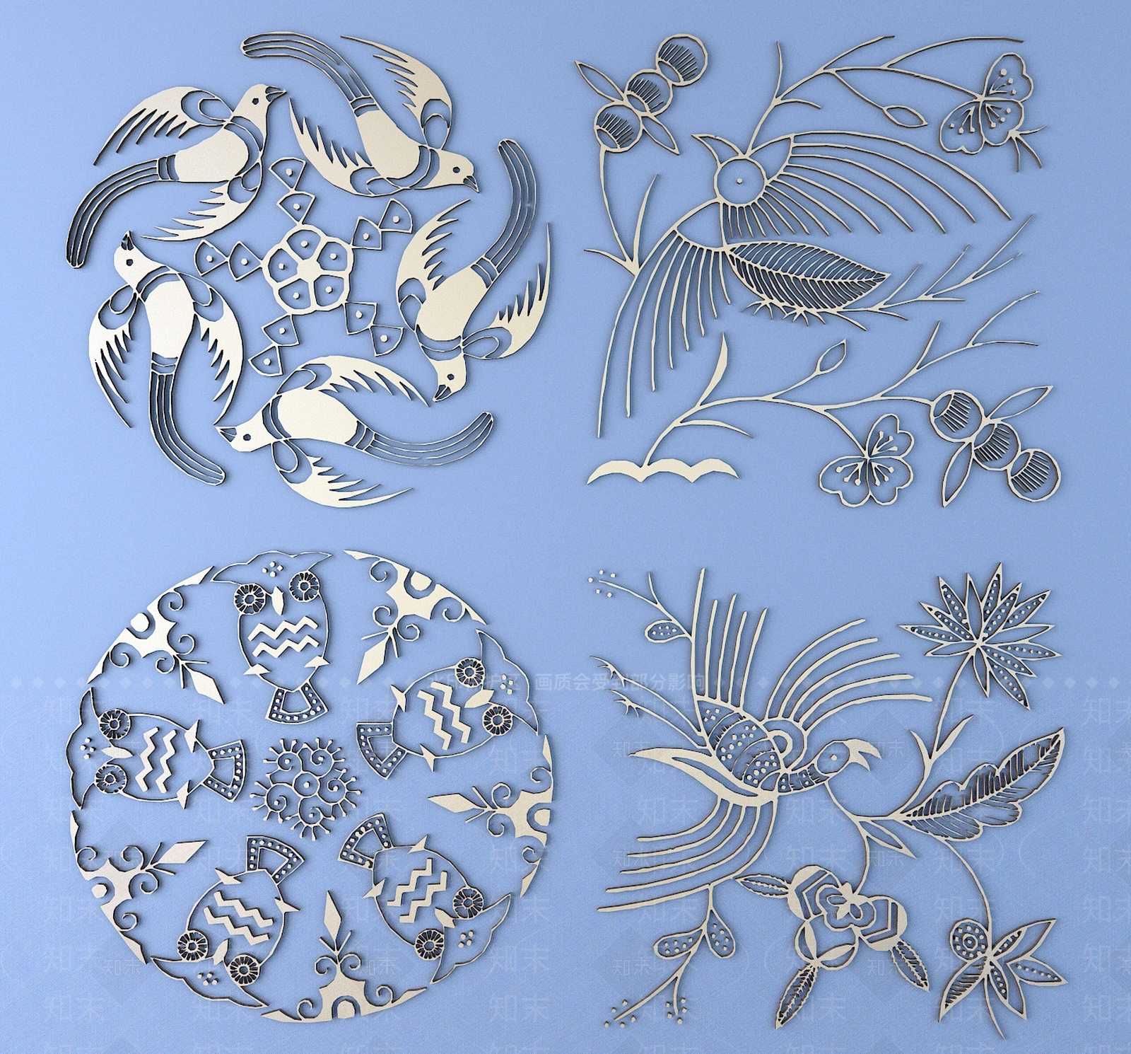 新中式中式雕花3D模型下载【ID:1196360916】