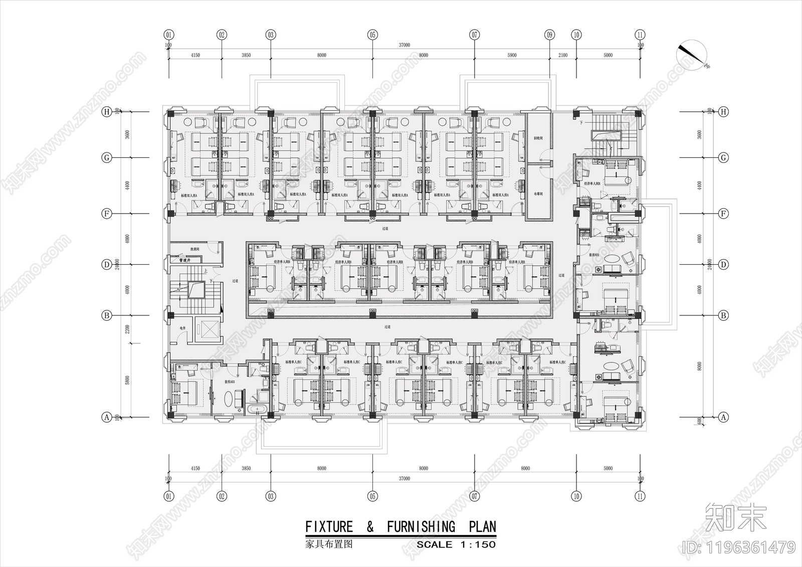 酒店客房施工图下载【ID:1196361479】