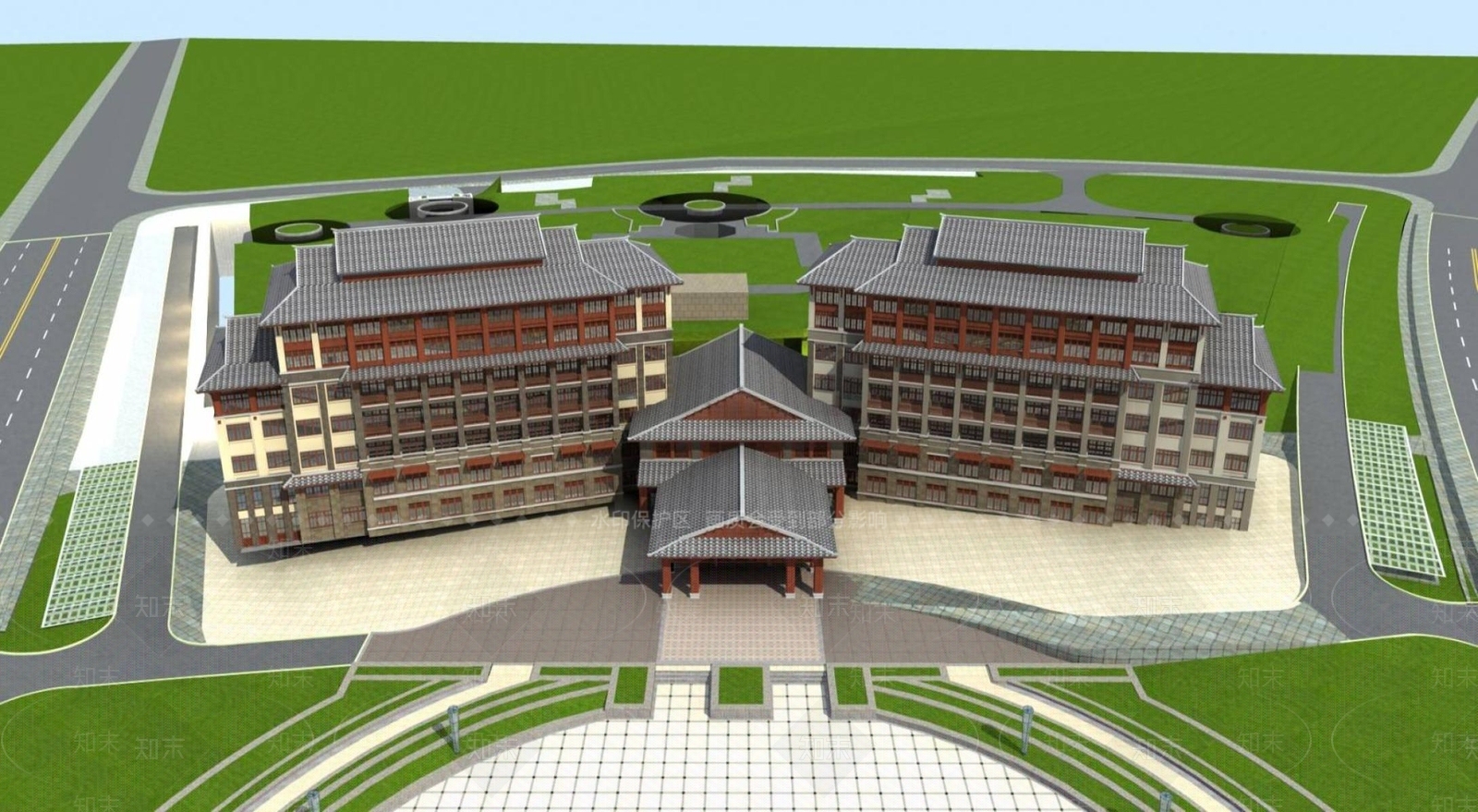 中式酒店建筑3D模型下载【ID:1196362632】