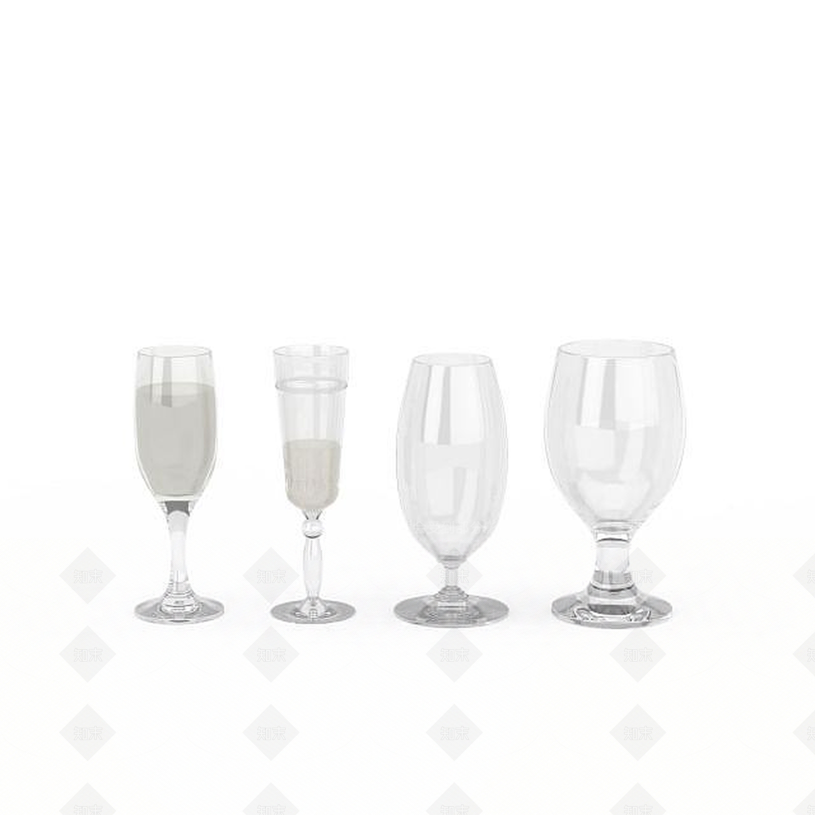 现代红酒杯组合3D模型下载【ID:1196362883】