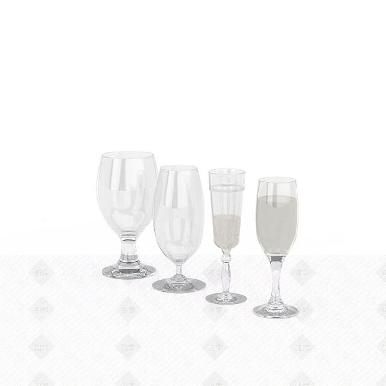 现代红酒杯组合3D模型下载【ID:1196362883】