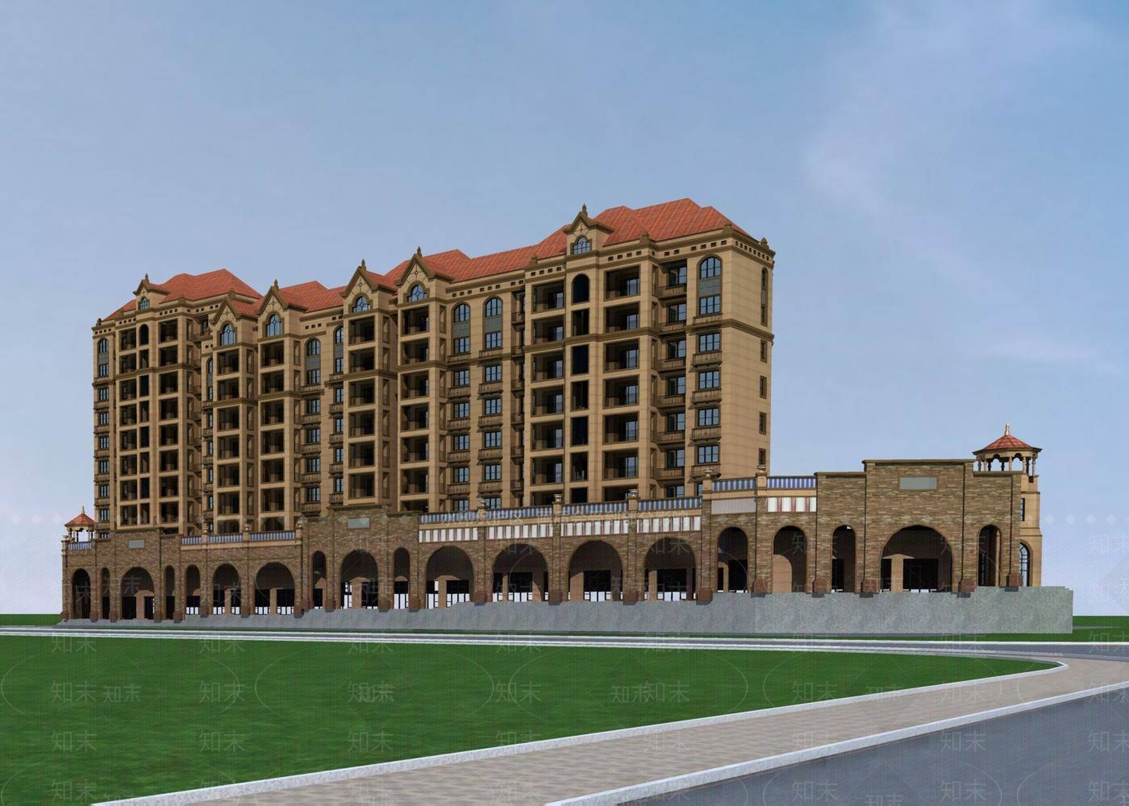 欧式小高层住宅楼3D模型下载【ID:1196363017】