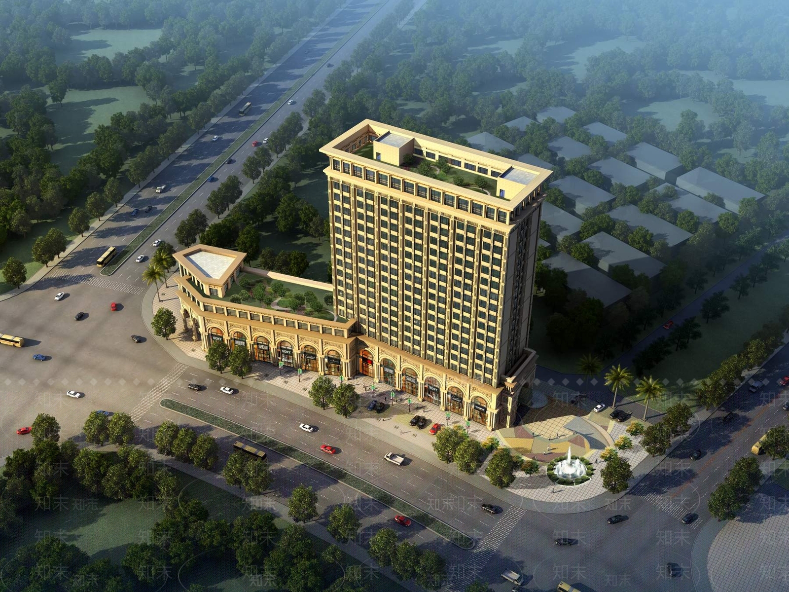 欧式酒店外观3D模型下载【ID:1196363977】
