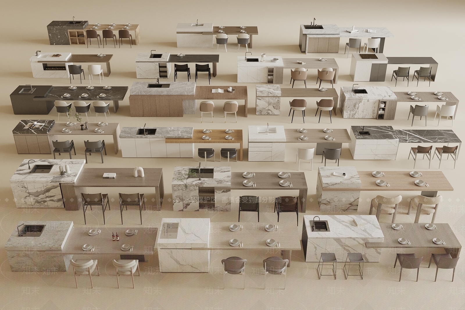 现代餐桌椅3D模型下载【ID:1196365945】