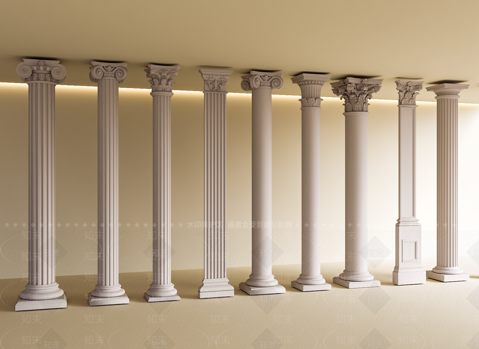 现代柱子3D模型下载【ID:1196390580】