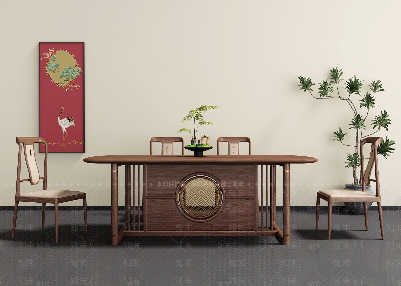 新中式餐桌椅3D模型下载【ID:1196374231】